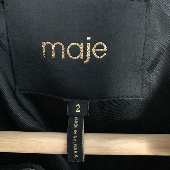 Maje Wool/Leather Coat, Size 2 (Medium) - Picture 4 of 8